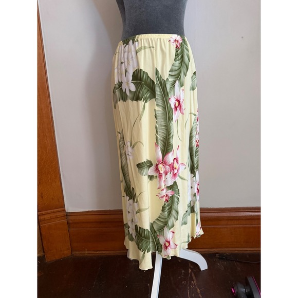 Lisa Hawaii Dresses & Skirts - Lisa Hawaii Yellow Tropical Floral Orchid Plumeria Rayon Maxi Skirt midi classic